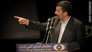 Iran's President Mahmoud Ahmadinejad speaks at an event to mark Iran's National Nuclear Day.