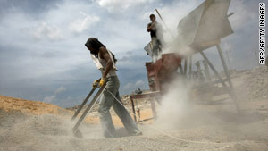 Rubble from last year's Israeli offensive in Gaza is recycled into building materials.