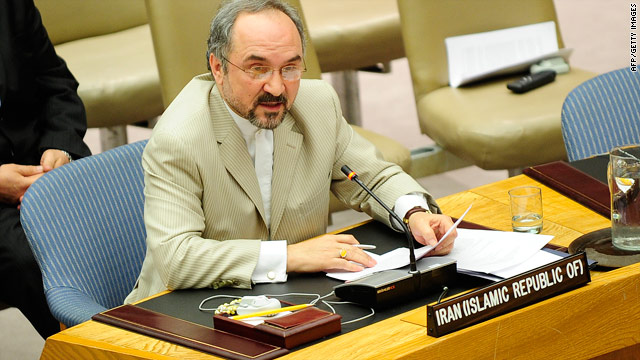Iranian Ambassador to the United Nations Mohammad Khazaee speaks after the sanctions vote Wednesday.
