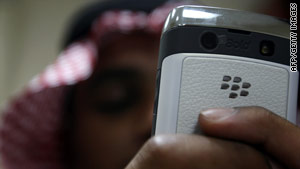 A Saudi man uses his Blackberry in the capital city of Riyadh on August 1.