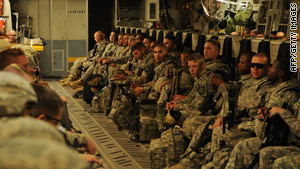 Soldiers with the 702nd Brigade Support Battalion, 4th Stryker Brigade Combat Team, 2nd Infantry Division leave Iraq.