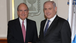 U.S. Mideast peace envoy George Mitchell, left, meets with Israeli Prime Minister Benjamin Netanyahu.