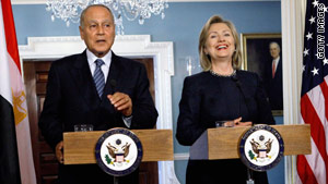 Secretary of State Hillary Clinton holds a news briefing with Egyptian Foreign Minister Aboul Gheit on Wednesday.
