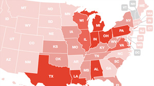 U.S. map of 5 top pollutants