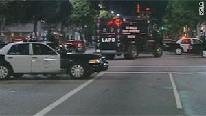 Los Angeles police shut down two blocks of Hollywood Boulevard on Tuesday morning during a standoff.