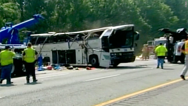 Four people were killed Tuesday when a Sky Express bus ran off I-95 near Fredericksburg, Virginia, and overturned.