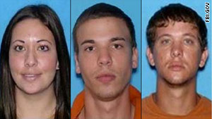 The suspects, from left: Lee Grace Dougherty, Ryan Edward Dougherty, Dylan Dougherty Stanley.