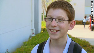 Mason has to wait in line at a water fountain shared by hundreds of other middle-school students.