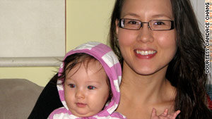 "I quickly learned that neither my baby nor I knew what we were doing," says Candace Chang, with daughter Talia.