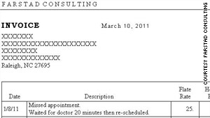 Of the six doctors Elaine Farstad sent an invoice to, three have paid.