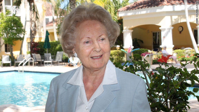 Dorothy Seymour Mills, shown outside her home in Naples, Florida, wrote three baseball histories with her late husband.