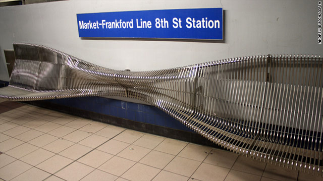 SEPTA's 8th Street Station houses sculptural, durable benches, meant to make sitting easier and vandalism more difficult.