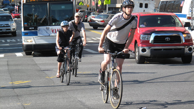The crowded intersection of Jay and Tillary streets in downtown Brooklyn is a challenging crossing for cyclists.