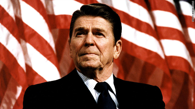 President Ronald Reagan, who was born 100 years ago on February 6, speaks at a rally in 1982.