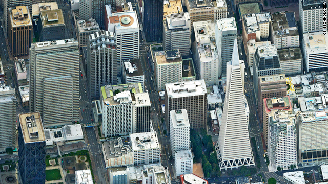 A photo-realistic image of San Francisco from C3 Technologies.