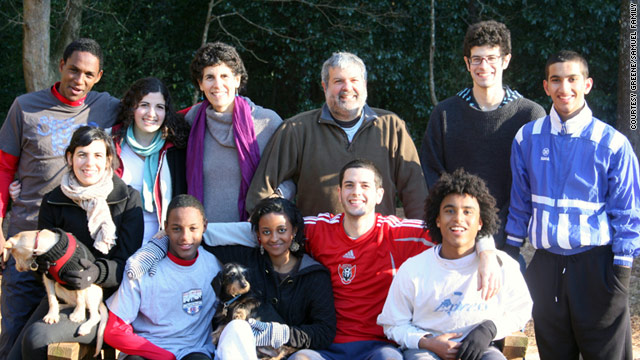 Melissa Fay Greene's family. Back row (l to r): Daniel, Lily Melissa, Don, Seth, Jesse; sitting, Molly, Yosef, Helen, Lee, Sol