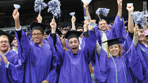 New York University graduates celebrate at their commencment May 18 ...