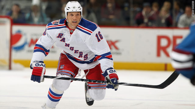 Sean Avery skates during an NHL game. The New York Rangers forward took a public stand in support of same-sex marriage.