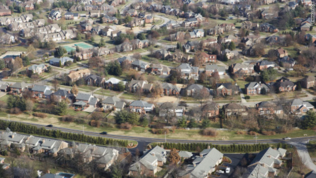 Aerial view of suburbs near Louisville, Kentucky.