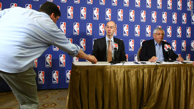 NBA Commissioner David Stern, right, and Deputy Commissioner Adam Silver announce a lockout June 30 in New York.
