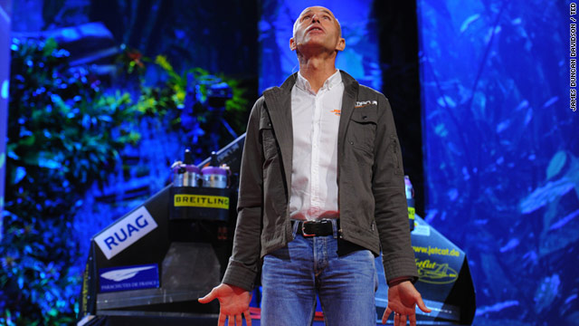 Yves Rossy tells the TED Global conference what it's like to fly with jet-powered wings.