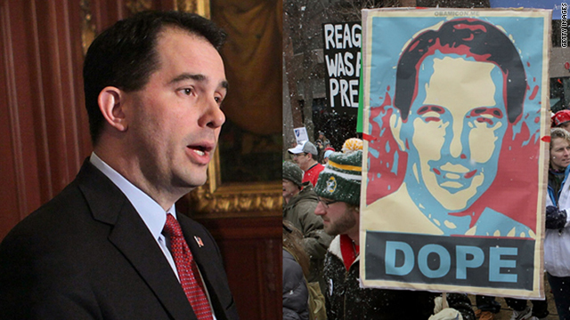 Wisconsin Gov. Scott Walker has been under fire from unions who are fighting for collective bargaining rights.