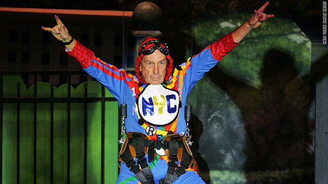 New York City Mayor Michael Bloomberg donned Broadway attire for charity.