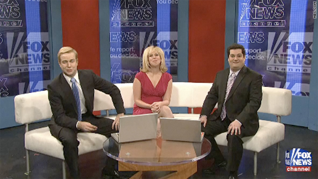 NBC's "Saturday Night Lives" skewered a Fox News show over its coverage of the budget showdown.