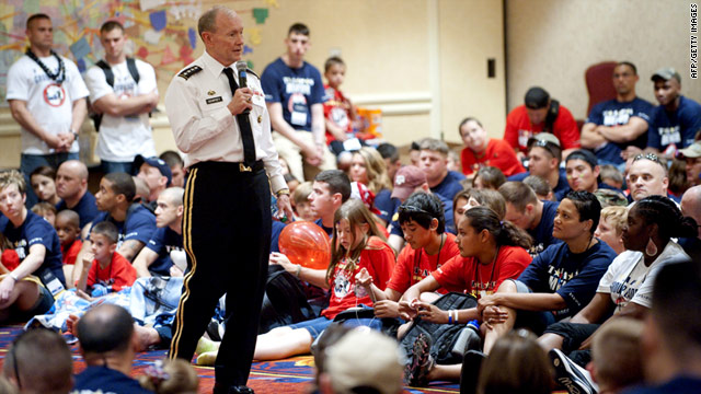 U.S. Army Chief of Staff Gen. Martin Dempsey meets with kids who have lost a relative in military service.