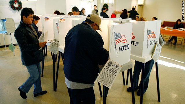 Voters go to the polls on Super Tuesday 2008 in the predominantly Latino neighborhood of Boyle Heights.