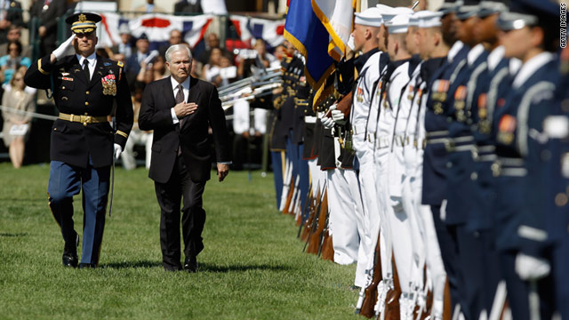 Each of the armed services sent an honor guard unit and flag bearers to salute the outgoing defense secretary.