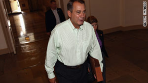 House Speaker John Boehner arrives at the Capitol on Sunday.