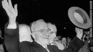 Truman surprised pollsters and pundits when he defeated Republican Thomas Dewey in 1948.
