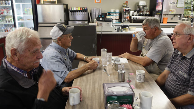 The original Table of Wisdom at Darrell's: A Family Tradition hosts a largely GOP crowd every morning in Monticello, Iowa.