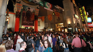 Fans line up outside Grauman's Chinese Theatre in Los Angeles on Thursday.