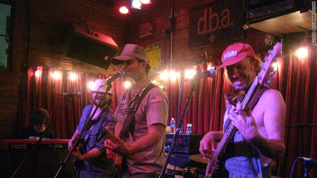 Chris Mulé, left, Aaron Wilkinson and Sam Price perform as Honey Island Swamp Band.