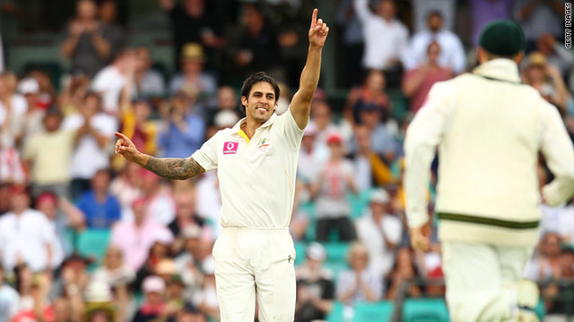 Mitchell Johnson took two wickets after top-scoring with 53 in the Australian first innings of 280.