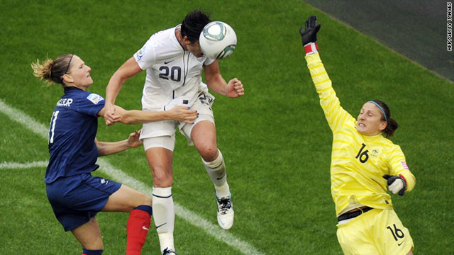 U.S. striker Abby Wambach heads home the go-ahead goal in the 79th minute.