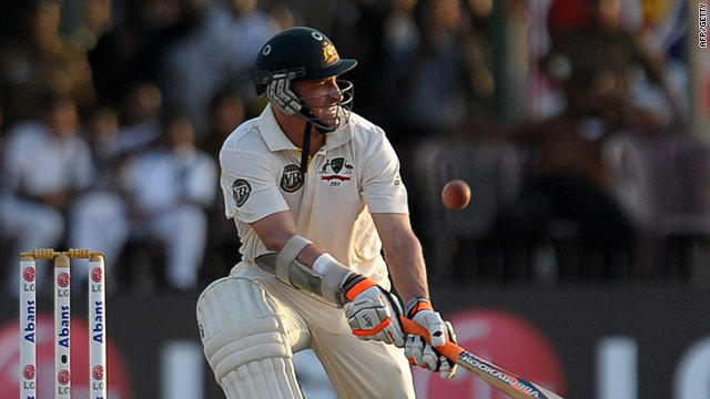 Mike Hussey defied the Sri Lanka attack for four hours on a turning wicket at Galle.