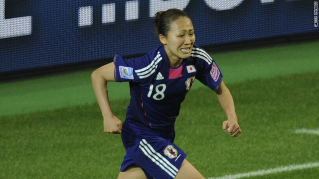 Karina Maruyama wheels away in triumph after scoring the extra-time winner against Germany.