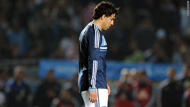 Carlos Tevez missed a spot kick during Argentina's penalty shootout defeat to Uruguay on Saturday.