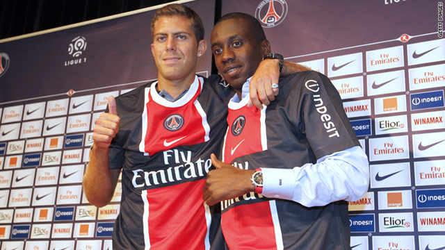 Jeremy Menez (left) and Blaise Matuidi (right) were unveiled at a press conference in Paris on Monday.