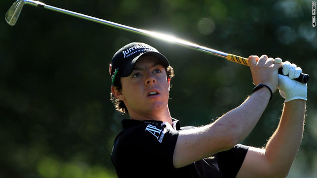 Rory McIlroy led for much of the day at Augusta until joined by Alvaro Quiros on seven-under.