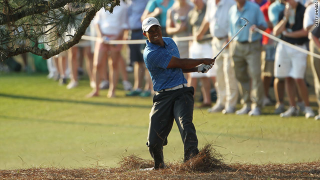 Tiger Woods suffered his injury while playing this shot at the 17th hole at Augusta on April 9.