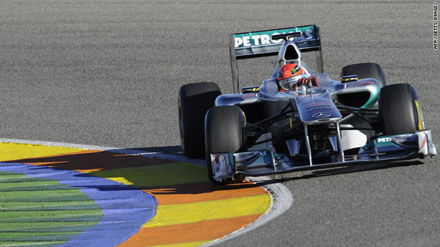 The Silver Arrows Mercedes of Michael Schumacher looked impressive on the second day of F1 testing at Jerez.