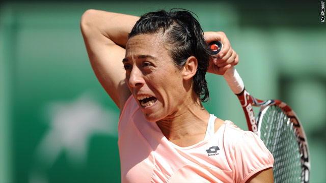 Francesca Schiavone turns on the style as she wins her opener at the French Open.
