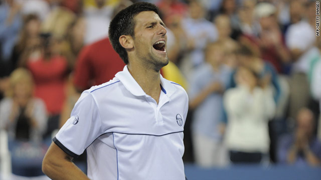 Serbian tennis star Novak Djokovic celebrates after his grueling victory over Rafael Nadal in the 2011 U.S. Open final.