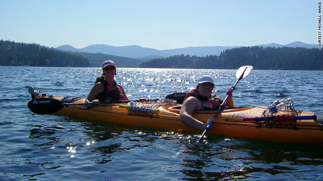 Michell Haase and her daughter, Kelsey, kayak in Lake Coeur d'Alene in the Idaho Panhandle in July 2008.