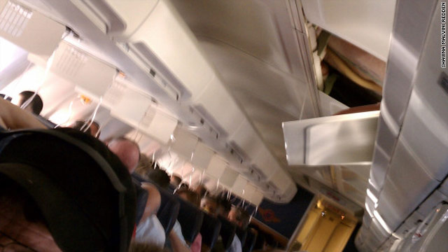 A passenger captured this image from inside the cabin of Southwest Flight 812 during the incident Friday.