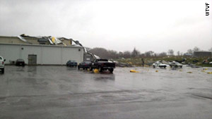 About 184 employees were inside a manufacturing plant when the storm arrived shortly after 1 p.m., police say.